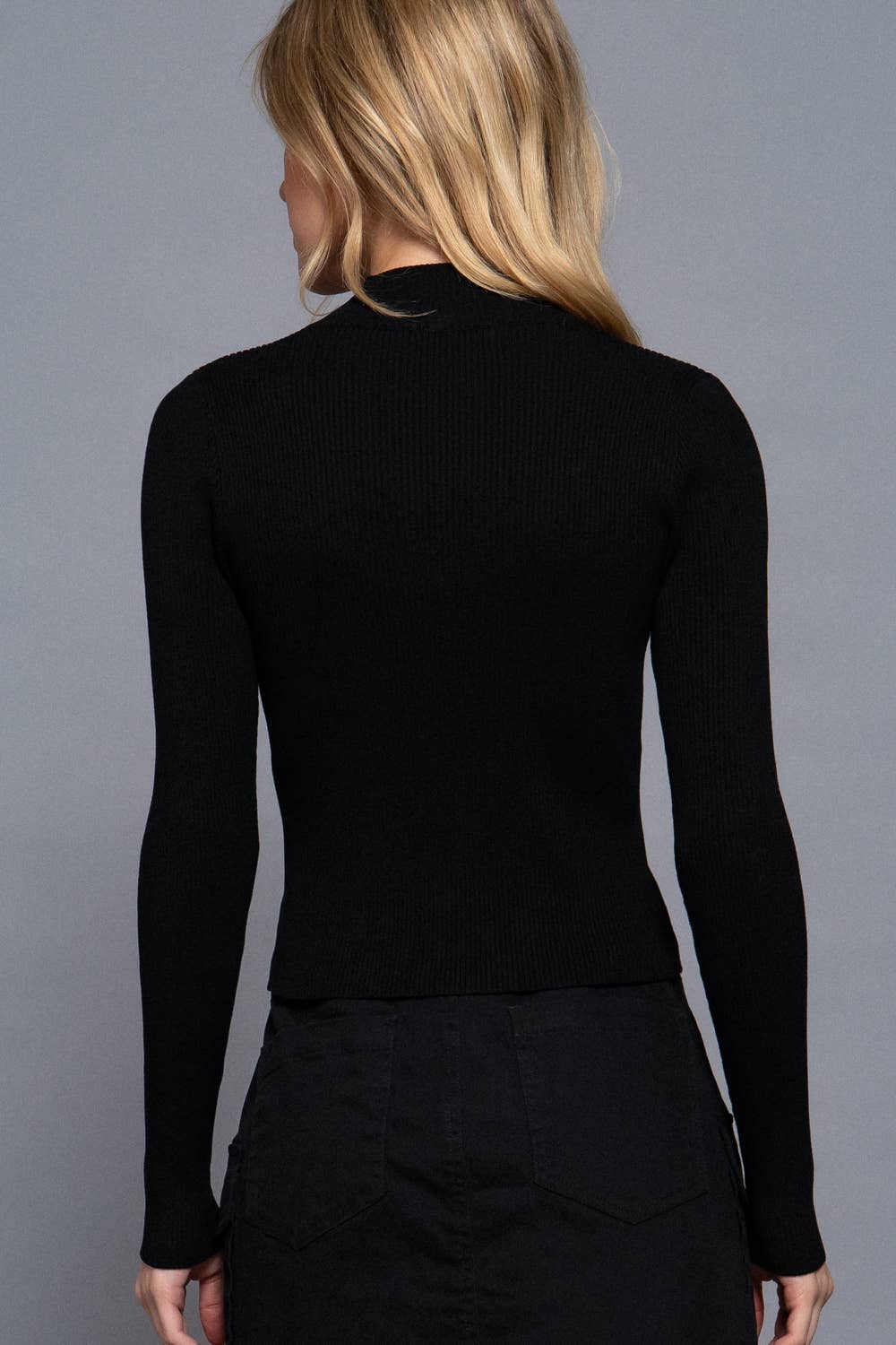 Long Sleeve With Two Way Open Zipper Detail Sweater