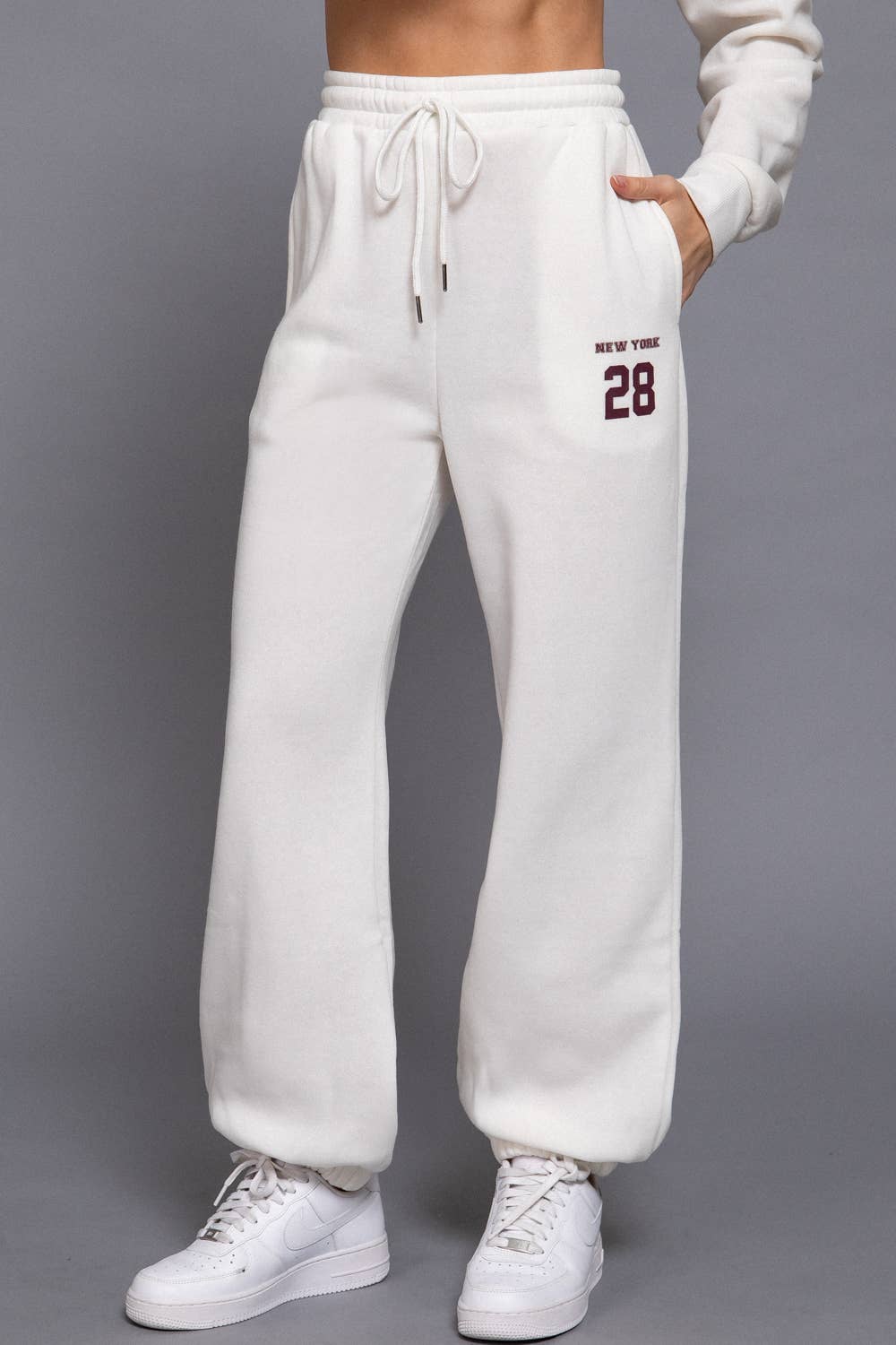 Fleece-Lined Wide Leg Jogger Pants