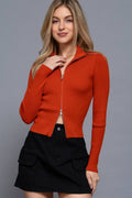 Long Sleeve With Two Way Open Zipper Detail Sweater