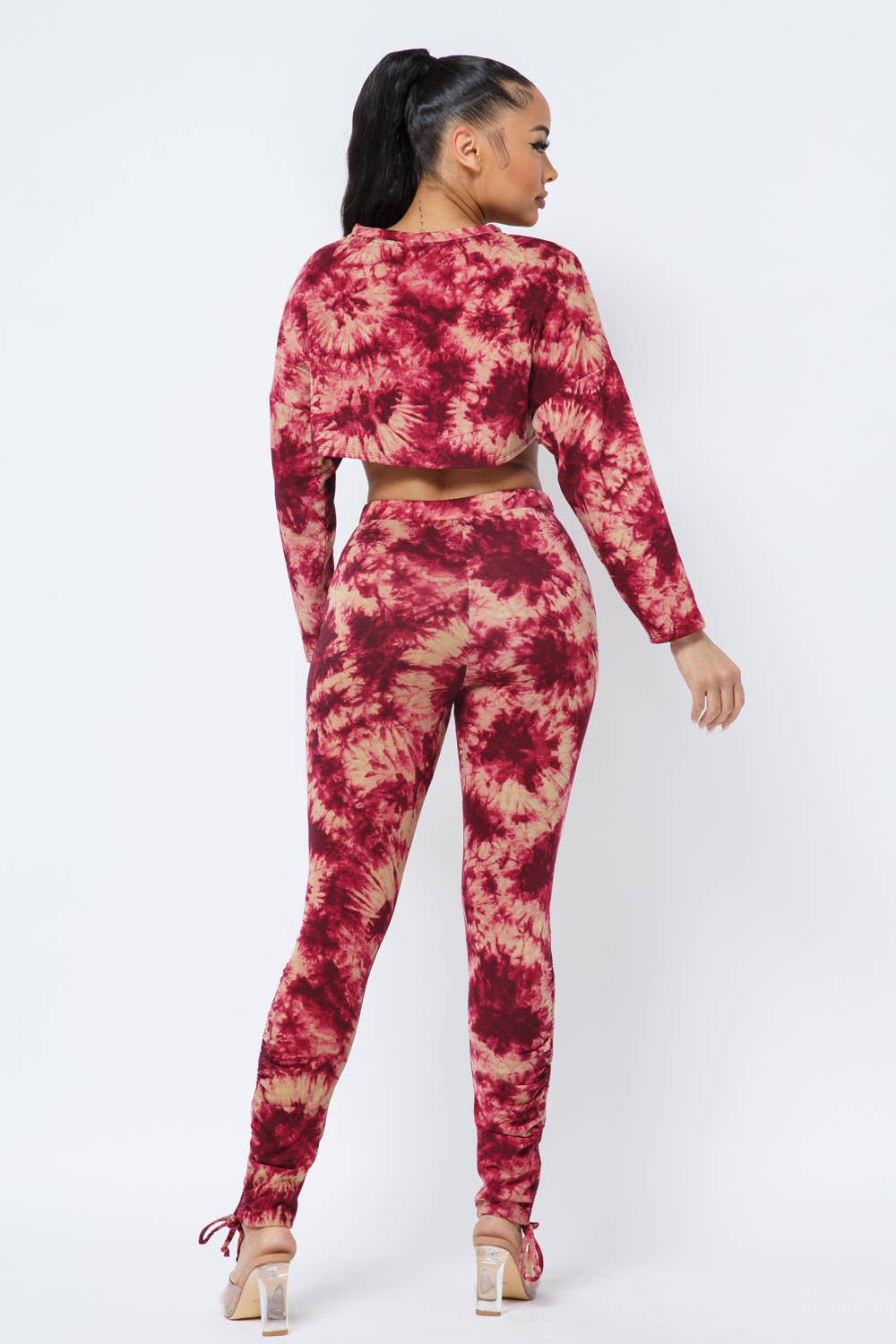 Tie Dye Top Side Tunnel Shirring Tie Leggings Set