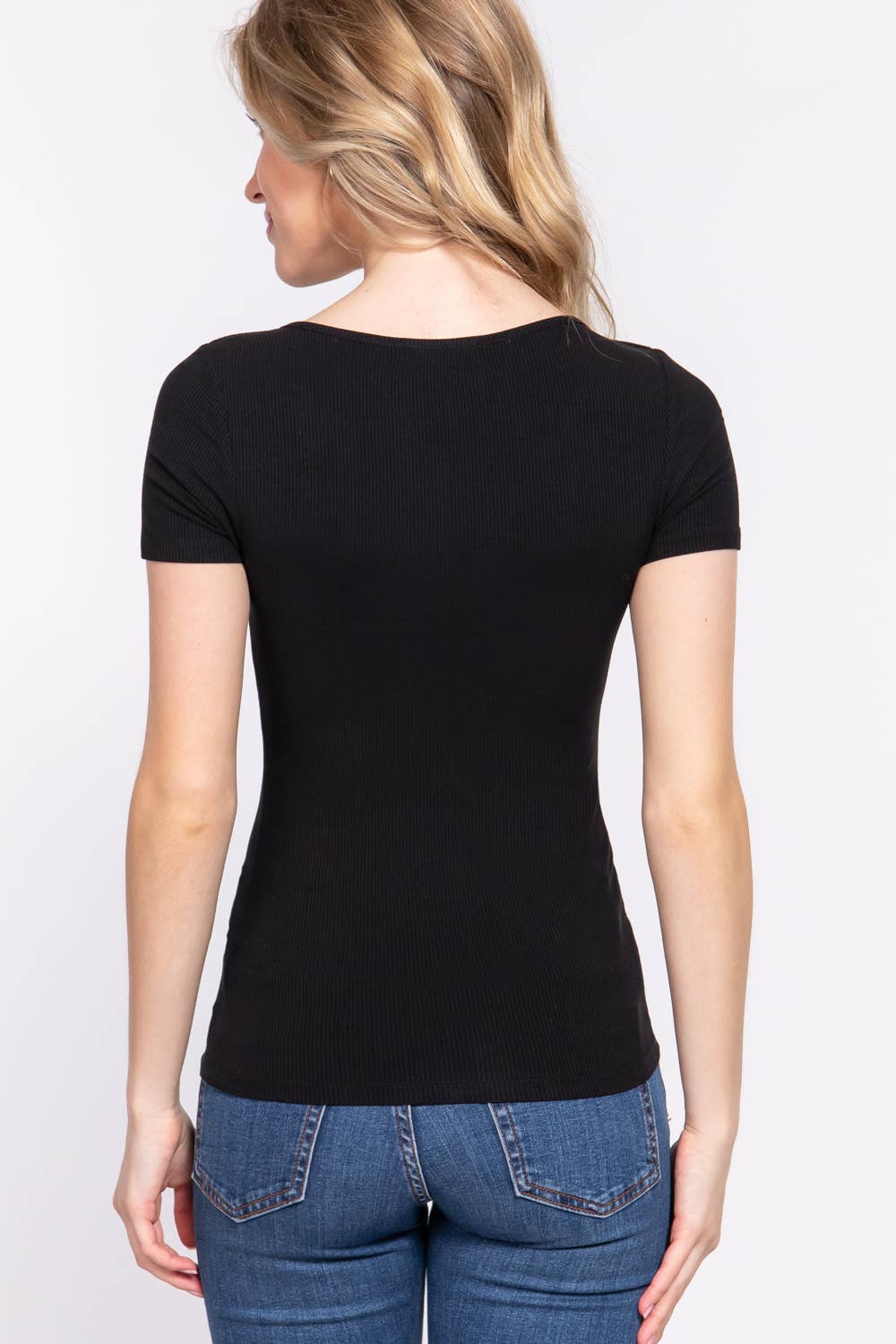 Short Sleeve Round Neck With Lace up Detail Rayon