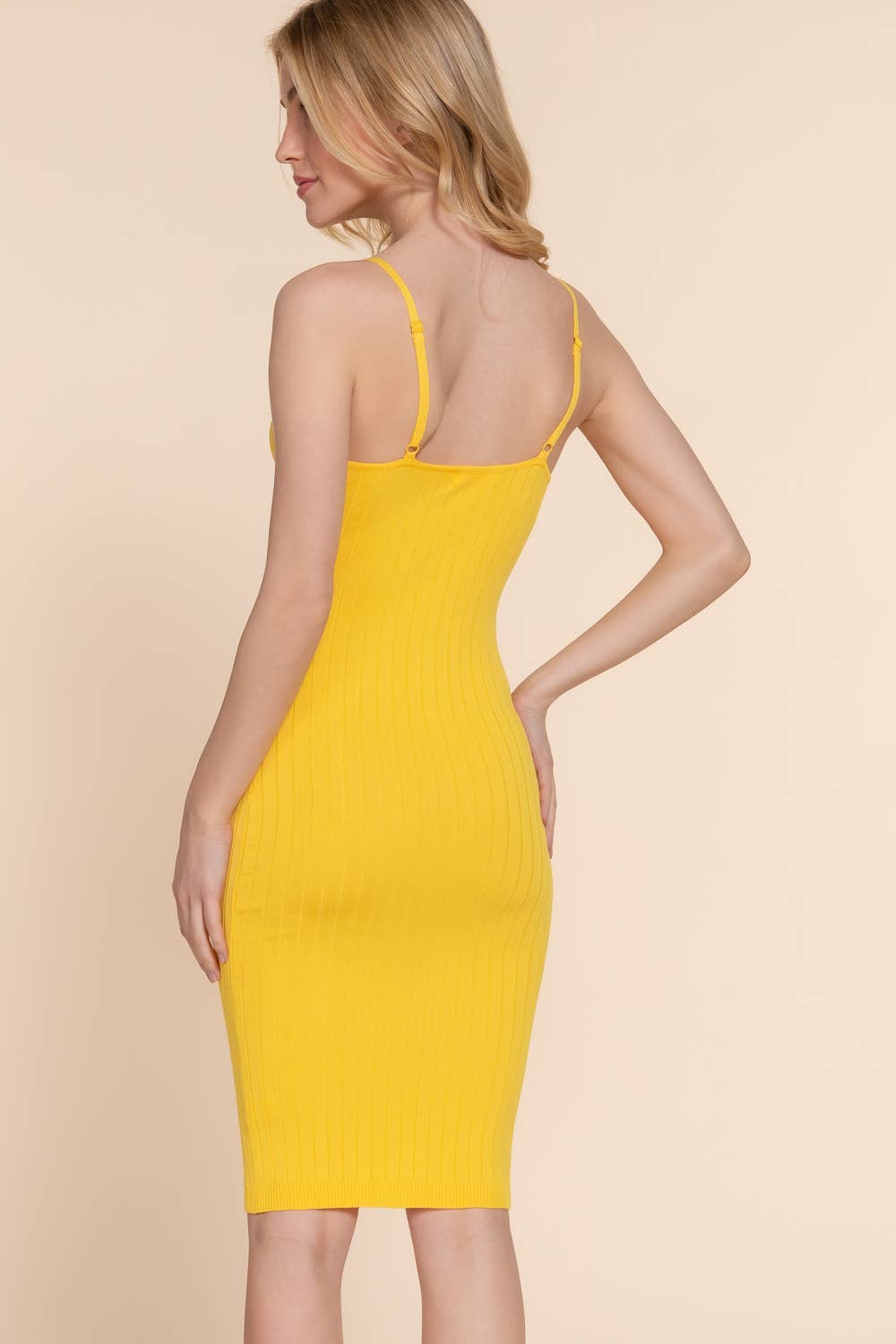 Round Neck Rib Sweater Knit Cami Dress