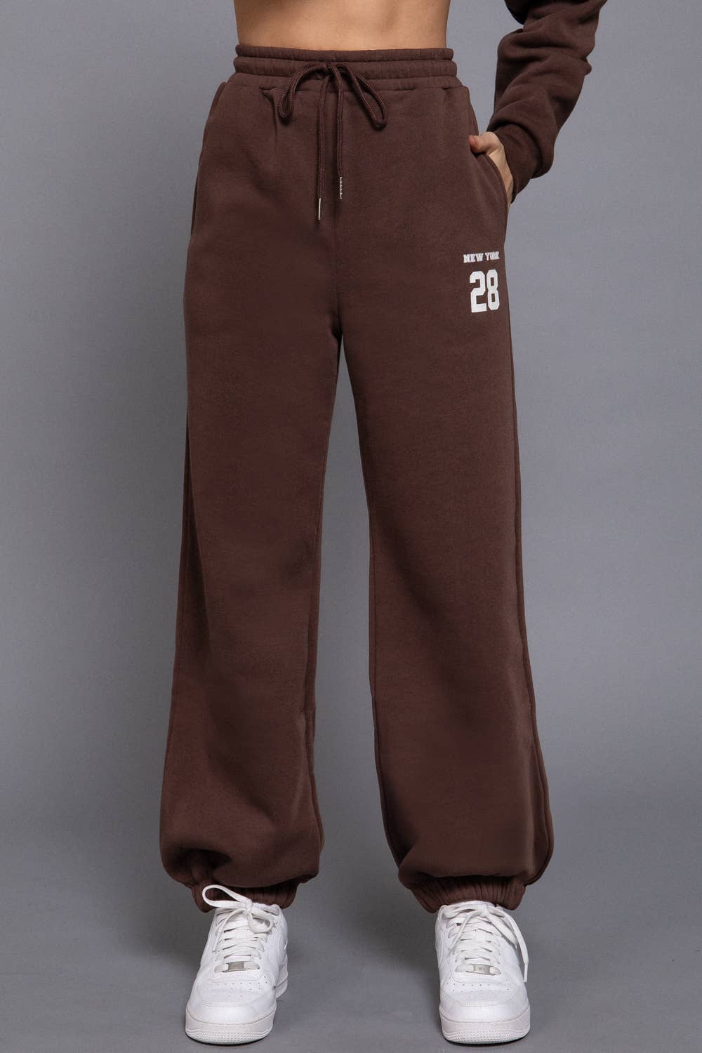 Fleece-Lined Wide Leg Jogger Pants