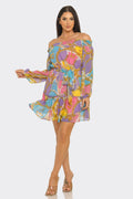 Elastic Shirring Off Shoulder Waist Belt Dress