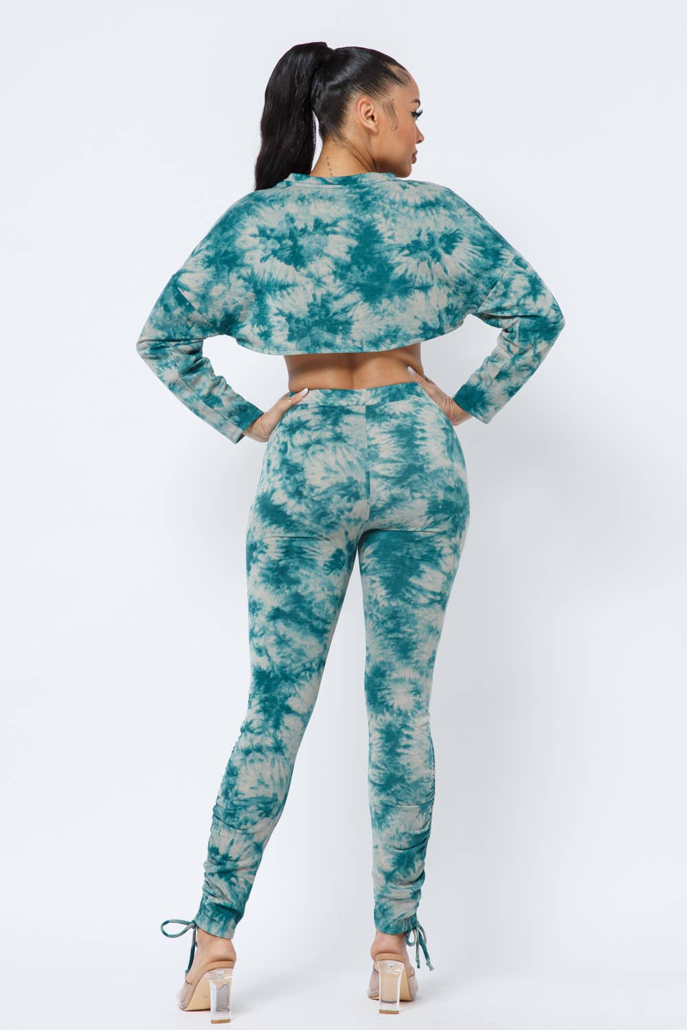 Tie Dye Top Side Tunnel Shirring Tie Leggings Set