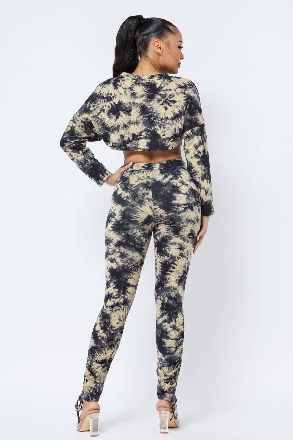 Tie Dye Top Side Tunnel Shirring Tie Leggings Set