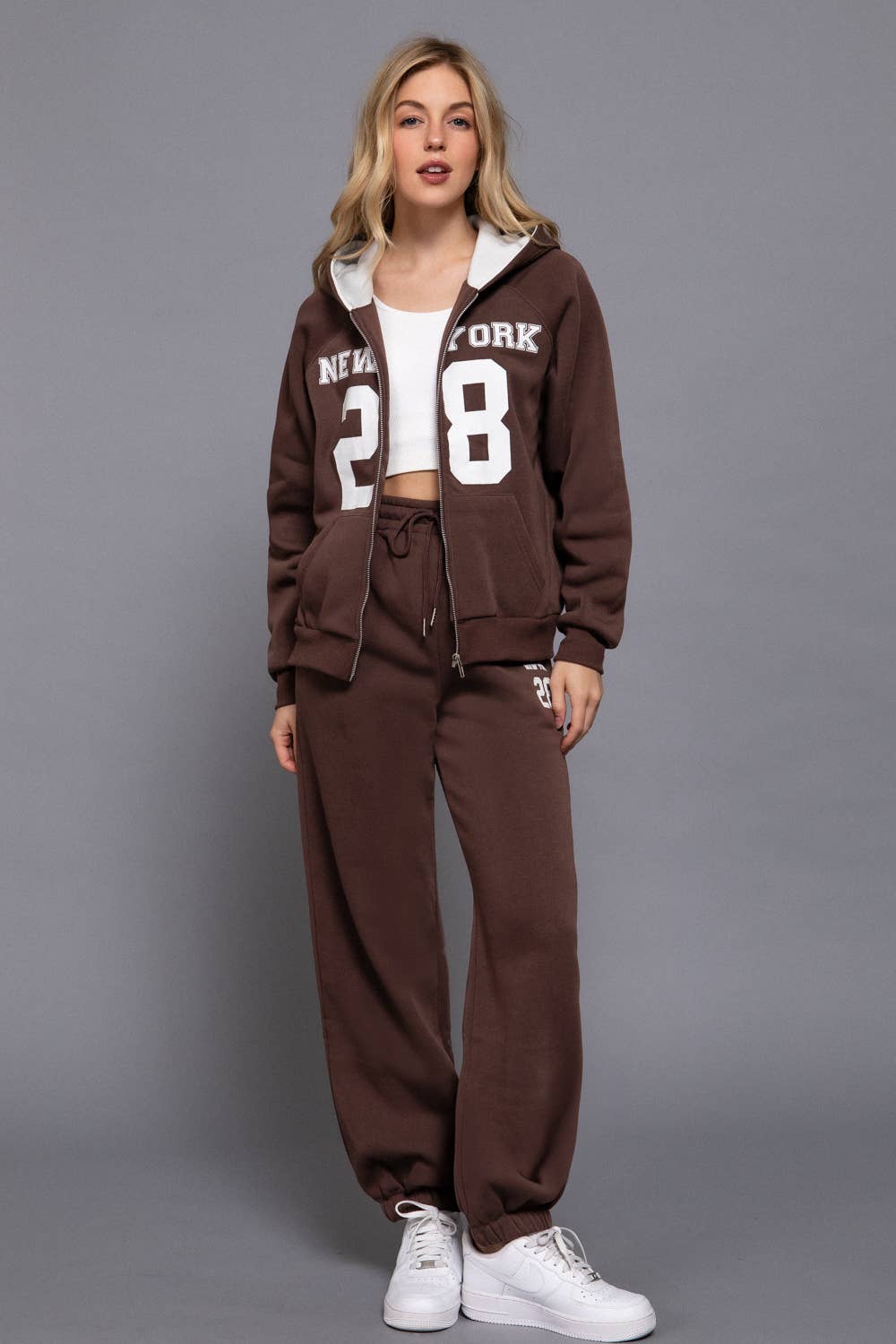 Fleece-Lined Wide Leg Jogger Pants